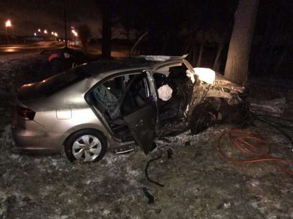 Под Дзержинском Volkswagen влетел в дерево — пострадали шесть человек